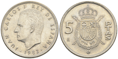 Испания 5 песет 1982 Хуан Карлос I (1975-2014) KM 823 медно-никель 85-742