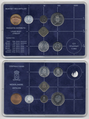 Нидерланды набор из 6 монет 1983 буклет, плюс жетон монетного двора    UNC  1-6-2-30