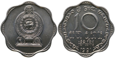 Шри Ланка 10 центов 1991 KM 140a алюминий UNC 4573-717