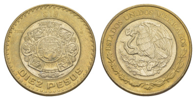 Мексика 10 песо 2006 KM 616 биметалл 4523-1133