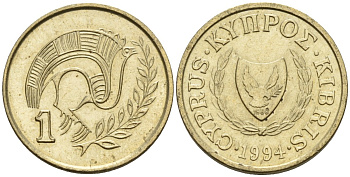 Кипр 1 цент 1994 KM 53.3 никель латунь 4174-1163