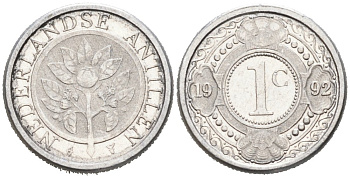 Нидерландские Антилы 1 цент 1992 Беатрикс (1980-2013) KM 32 алюминий 188-1241