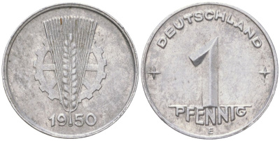 ГДР 1 пфенниг 1950 E KM 1 алюминий 4613-922