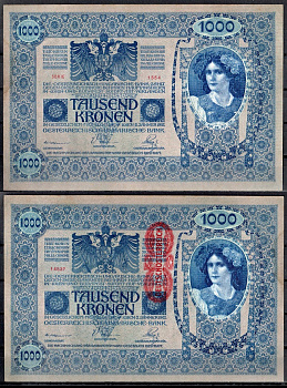 Австрия 1000 крон 1902 (1919) Pick 59 бумага UNC (пресс) 7183-21-1-1
