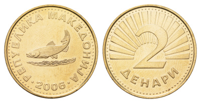 Македония 2 денара 2006  KM 3 латунь  UNC  M82-21