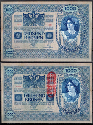Австрия 1000 крон 1902 (1919) Pick 59 бумага UNC (пресс) 7183-21-1-1