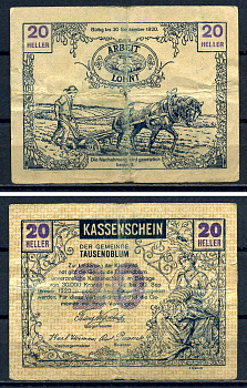 Таузендблум (Австрия) 20 геллеров 1920 Jaksc/Pick?JPR1060-20 бумага 7556-29-1-1