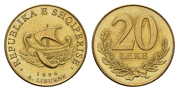 Албания 20 леков 1996 KM 78 алюминиевая бронза UNC 181-552
