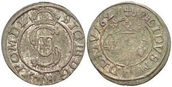 Великое княжество Литовское 2 денария 1627 Сигизмунд III (1587-1632), вес 0,53 гр. KM 31 серебро 1517-114