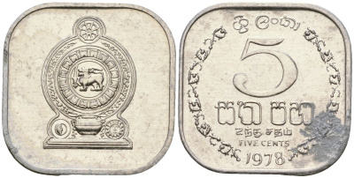 Шри-Ланка 5 центов 1978 KM 139a алюминий 4136-563