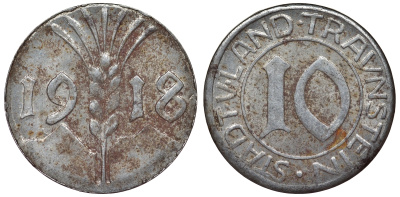 Германия, Траунштайн 10 пфеннигов 1918 Бавария, нотгельд Funck 545.5 железо 4119-1237