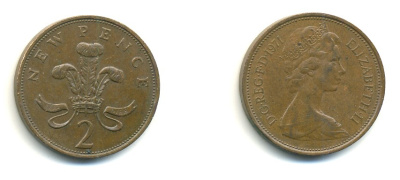 Великобритания 2 пенса 1971 Елизавета II (1952-2022) KM 916, Spink 4235 (C1) бронза 80-1042