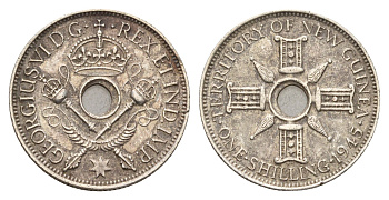 Новая Гвинея 1 шиллинг 1945 Георг VI KM 8 серебро 181-612