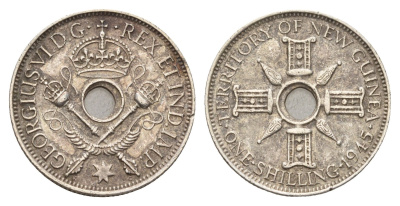 Новая Гвинея 1 шиллинг 1945 Георг VI KM 8 серебро 181-612
