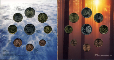 Финляндия евронабор из 8 монет + жетон 2005 природа Финляндии, официальный набор в оригинальном буклете KM MS 73 биметалл  UNC  5-6-1-01