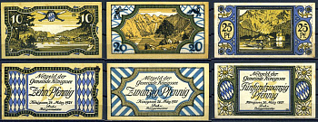 Кёнигсзе (Бавария) набор из 3 банкнот (10, 20 и 25 пфеннигов) 1921 Mehl Grabowski 0727.1-1/3, 2/3, 3/3 бумага aUNC 7556-9-2-2