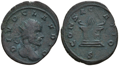 Римская Империя антониниан 270 Клавдий II Готский, посмертная чеканка, DIVO CLAVDIO, бюст императора / CONSACRATIO, алтарь, Сисция RIC 261 биллон 1073-25-42