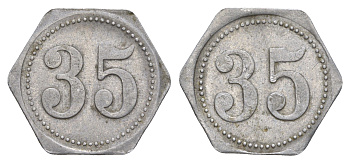 Германия жетон в 35 пфеннигов для приобретения "стакана пива" ND размер 21,5x21,5 мм, вес 0,97 гр алюминий 4638-911