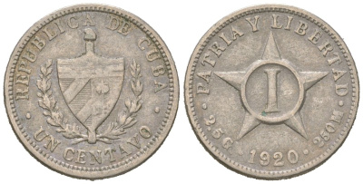 Куба 1 сентаво 1920 KM 9.1 медно-никель 4615-865