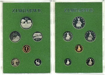 Зимбабве набор из 6 монет  1980 в оригинальной пластиковой упаковке, с сертификатом, тираж 15000 экземпляров KM PS 1   PROOF 00-00