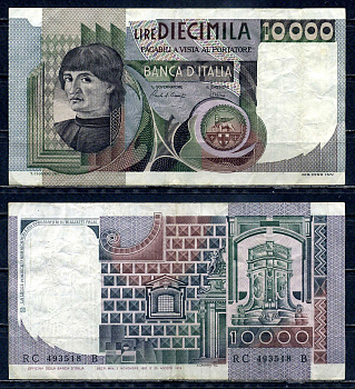Италия 10000 лир 1982 Pick 106 b бумага 6294-35-1-2