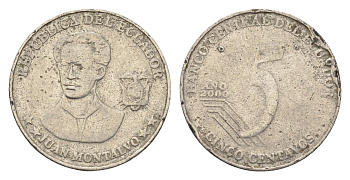 Эквадор 5 сентаво 2000 KM 105 нержавеющая сталь 4664-425