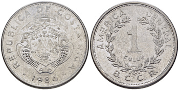 КОСТА-РИКА 1 КОЛОН 1984 В.С.С.R. KM 210.1 нержавеющая сталь 31-611