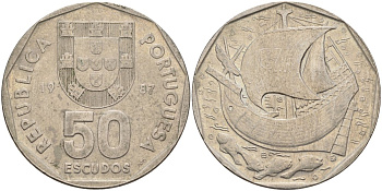 Португалия 50 эскудо 1987 KM 636 медно-никель 4140-113