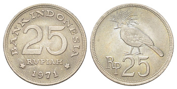 Индонезия 25 рупий 1971 KM 34 медно-никель UNC 4625-451