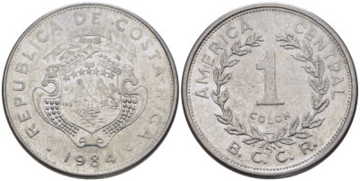 КОСТА-РИКА 1 КОЛОН 1984 В.С.С.R. KM 210.1 нержавеющая сталь 31-611