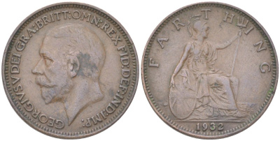 Великобритания 1 фартинг 1932 Георг V (1910-1936) KM 825, Spink 4061 бронза 4613-466