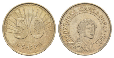 Македония 50 денаров 2008 KM 32 медь цинк никель UNC 4646-1153