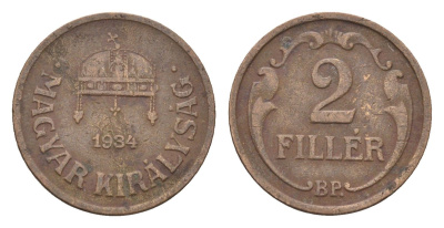 Венгрия 2 филлера 1934 BP KM 506 бронза 4664-842