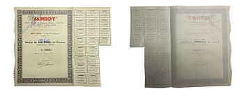 Франция, S.A. de Propagande Hotelire et Touristique акция в 100 франков 1929 20 купонов бумага 49-92-1-2