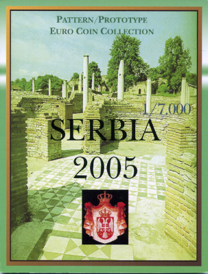 Сербия набор из 8 монет 2005 европробники, в оригинальном картонном буклете, тираж 7000 экз. 00-00