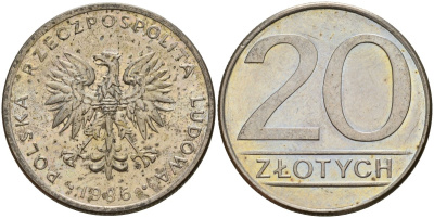 Польша 20 злотых 1986 MW Y 153.1 медно-никель 4187-653