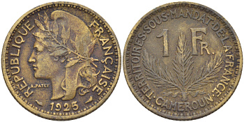 Французский Камерун 1 франк 1925 (а), монетный двор Париж KM 2 алюминиевая бронза 51-4212