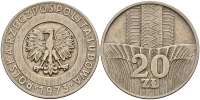 Польша 20 злотых 1973 монетный двор Кремница KM 67, Parchimowicz 245a медно-никель    4157-924