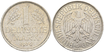 ФРГ 1 марка 1976 F KM 110, J. 385 медно-никель 4132-1036