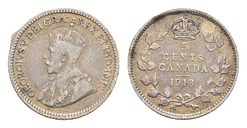 Канада 5 центов 1913 Георг V (1910-1936) KM 22 серебро 4655-438