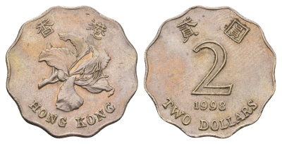 Гонконг 2 доллар 1998 KM 64 медно-никель 190-637