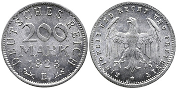 ГЕРМАНИЯ 200 МАРОК 1923 E KM 35, J. 304 алюминий 24-842