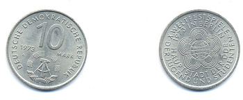 ГДР 10 марок 1973 A, фестиваль молодежи и студентов 1973 года в Берлине KM 44, J. 1545 медно-никель 3333-146