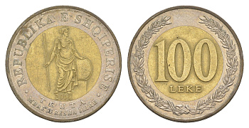 Албания 100 леков 2000 KM 80 биметалл 4529-435