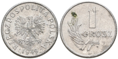 Польша 1 грош 1949 MW KM 39 алюминий 3458-161