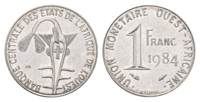 Западная Африка (BCEAO) 1 франк 1984 KM 8 нержавеющая сталь UNC 4617-419