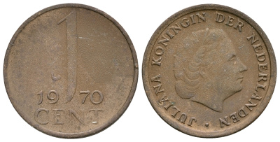 НИДЕРЛАНДЫ 1 ЦЕНТ 1970 ЮЛИАНА KM 180 бронза 61-1257