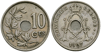 Бельгия 10 сантимов 1927 Belgie KM 86 медно-никель 4171-313