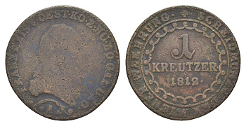 Австрия 1 крейцер 1812 A, Франц II (1792-1835) KM 2112 медь 4606-1125