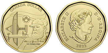 Канада 1 доллар 2022 175 лет со дня рождения Александра Грейам Белла, изобретатель телефона KM 3189 сталь плакированная латунью  UNC 4531-233